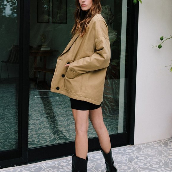 - NEW BILLIE THE LABEL "JETT" OVERSIZED KHAKI UTILITY COAT JACKET SZ M - Picture 2 of 7